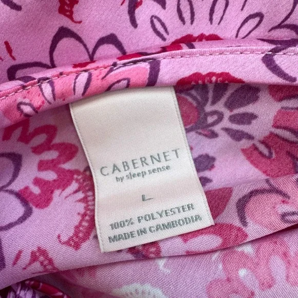 Cabernet by Sleep Sense Pink Paisley Floral Satin Nightgown Size Large Y2K Style - Picture 8 of 8